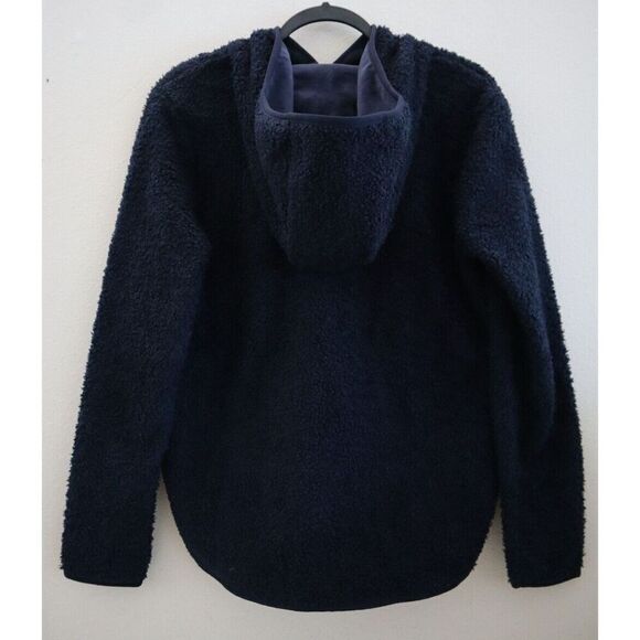 Banana Republic 779566 Women's Sz S Preppy Navy Blue Sherpa Half-Zip Hoodie $80 - Picture 2 of 9